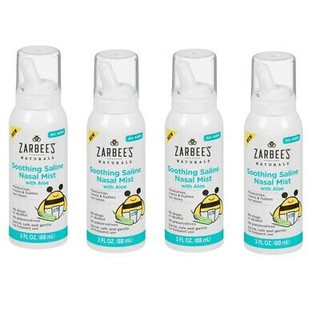  XỊT MŨI ZARBEE'S NATURALS SOOTHING SALINE MIST WITH ALOE 3 OZ 1 EA- NƯỚC MUỐI CHO BÉ 