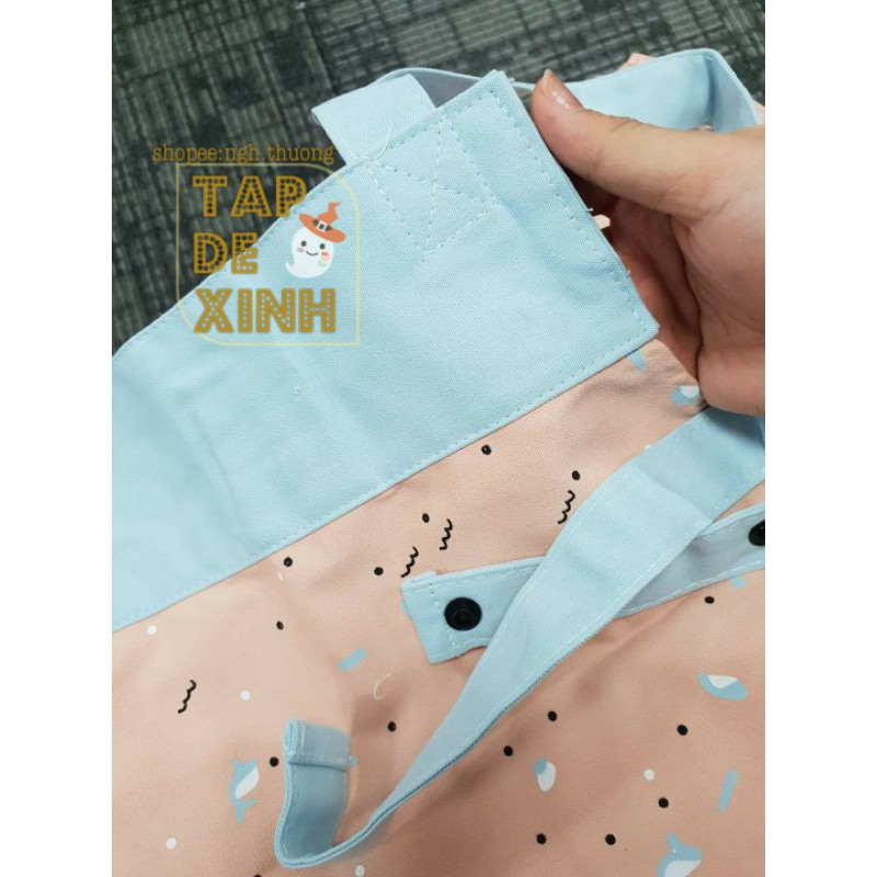 Tạp dề vải cotton trẻ con ○ 100% cotton mẫu mới 2021 1 túi xanh hồng vàng đỏ