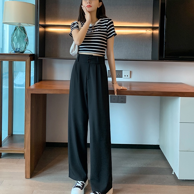 SUXI Quần ống rộng Lưng Cao Màu Sắc Vintage Thời Trang Mùa Hè Cho Nữ