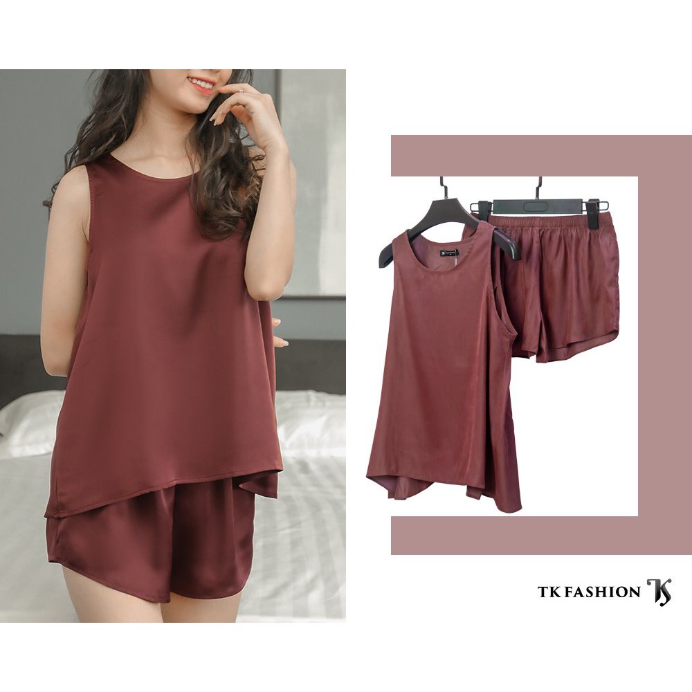 Bộ đồ ngủ nữ mặc nhà Pyjama, set bộ nữ vải lụa hàn cao cấp từ thương hiệu TKFASHION BD12