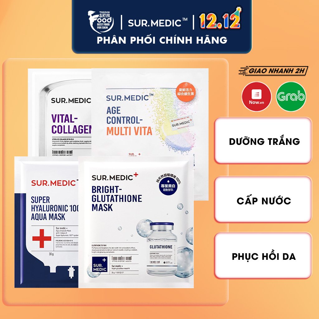 Mặt nạ dưỡng trắng chuyên sâu Hàn Quốc Sur.Medic+ Bright Glutathione Mask 30g