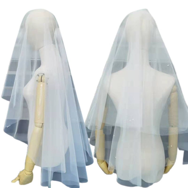 Mạng Che Mặt 1 Tầng Đính Đá Cho Cô Dâu