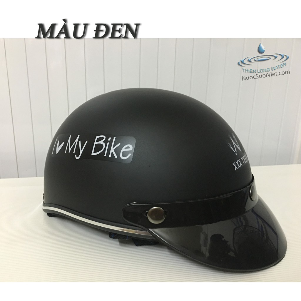 Mũ Bảo Hiểm In Hình I Love My Bike - Nón Bảo Hiểm Kiểu Thái Chất Lượng Dành Cho Cả Nam Và Nữ