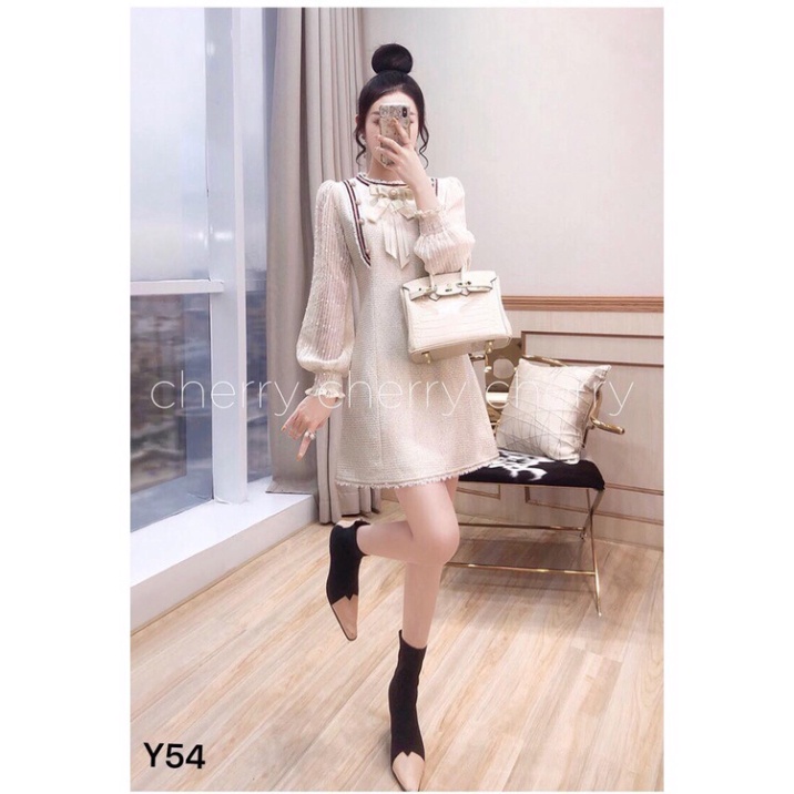 Váy dạ tay phối Y54