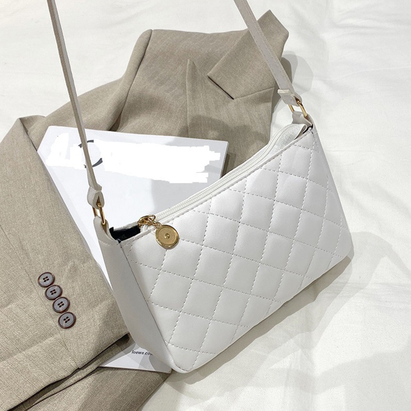 Túi Đeo Vai / Xách Tay Bằng Da Màu Trơn Có Dây Kéo