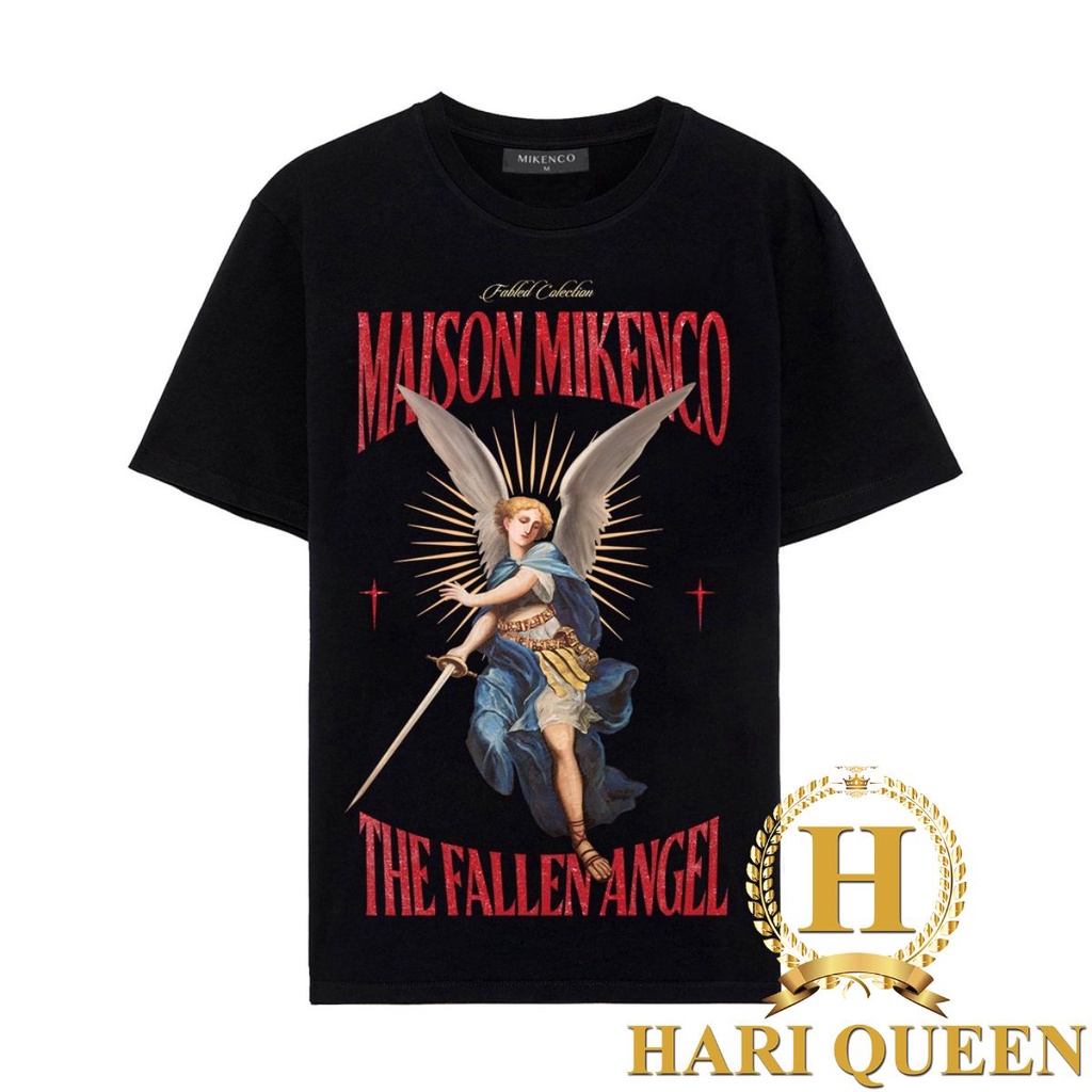 Áo phông Miken.co Fallen Angel chất cotton HARIQUEEN - Áo thun tay lỡ nam nữ unisex freesize form rộng 65kg