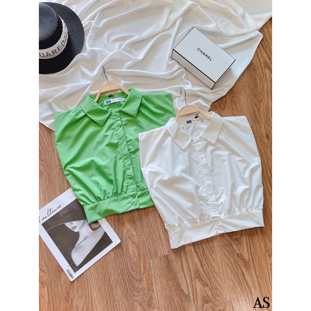 [Mã FAMARAL1 giảm 10K đơn 50K] ÁO SƠ MI GU TAY LIỀN DÁNG CROP