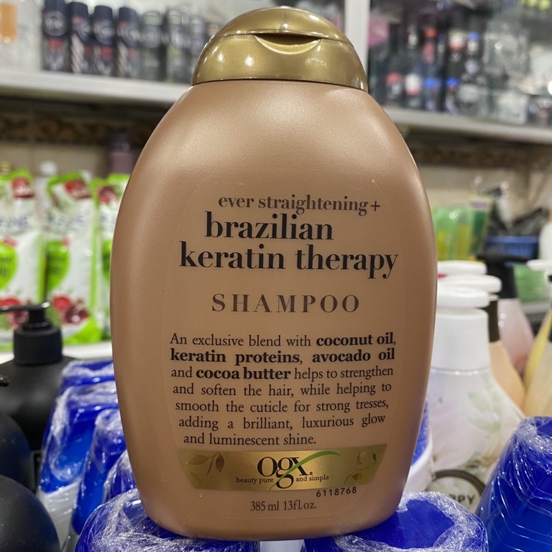 Dầu Gội OGX Keratin Vào Nếp Suôn Mượt Ever Straightening + Brazilian Keratin Smooth Shampoo 385ml