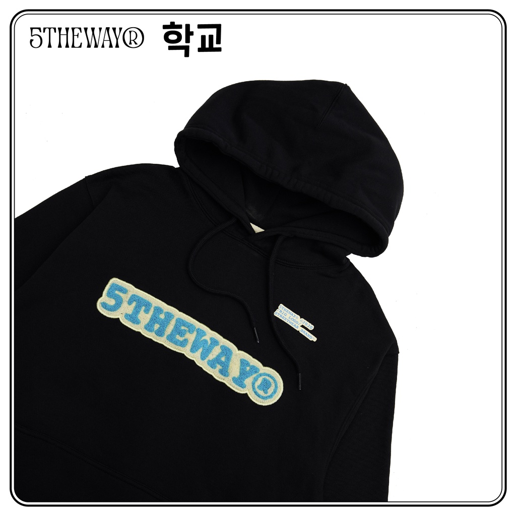 Áo Hoodie 5THEWAY /sketch/ thêu xù màu đen BLACK