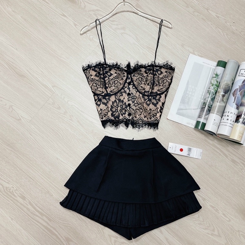 Áo croptop hai dây nữ ren không mút+ áo bra có may mút ngực siêu sexy