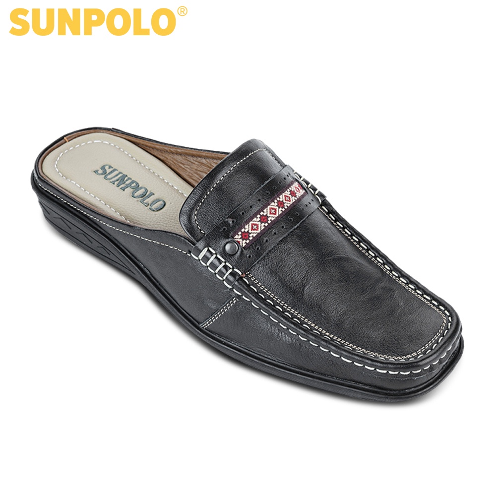 Giày Sapo Bít Mũi Nam Da Bò SUNPOLO Đen Nâu SUSP002DN