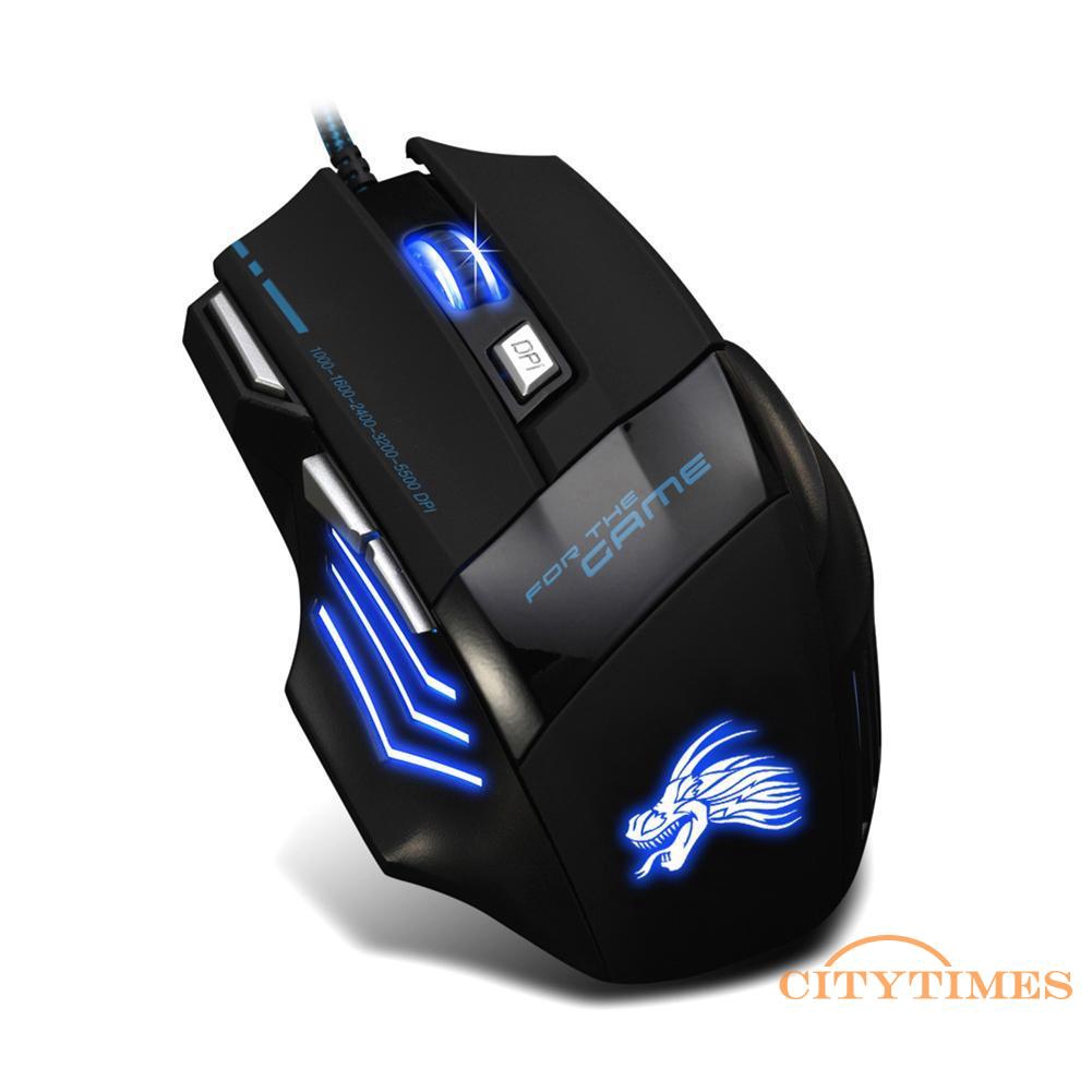 Ci 5500DPI LED Optical USB Wired Gaming Mouse 7 Buttons Gamer Computer Mice