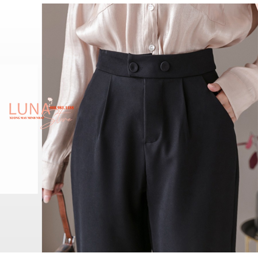 Quần tây nữ công sở đen dài basic cạp lưng cao ống đứng suông - Khóa kéo túi chéo - Vải tuyết mưa dày mặc đi làm học đẹp | BigBuy360 - bigbuy360.vn