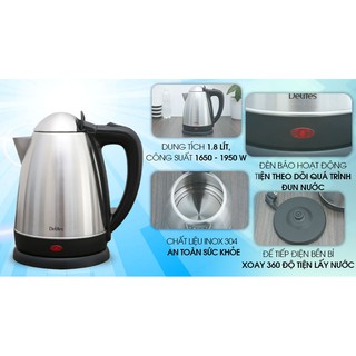 Ấm siêu tốc Bình siêu tốc Delites 1.8 lítDST012 GOG323