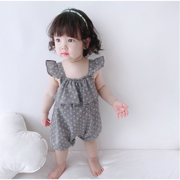 Bộ body jumpsuit mùa hè họa tiết hoa cúc cho bé gái