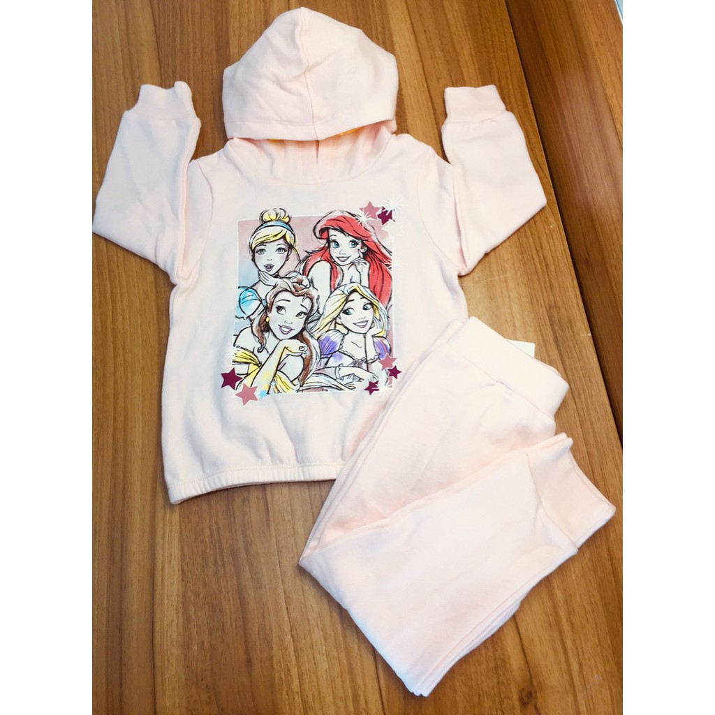 Bộ nỉ Hoodies bé gái hình Công chúa/ princess ( size 2-6) xuất dư