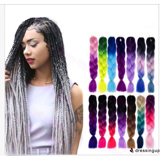 DRESSINGUP-Tóc bím nối nhiều màu ombre 24 inch