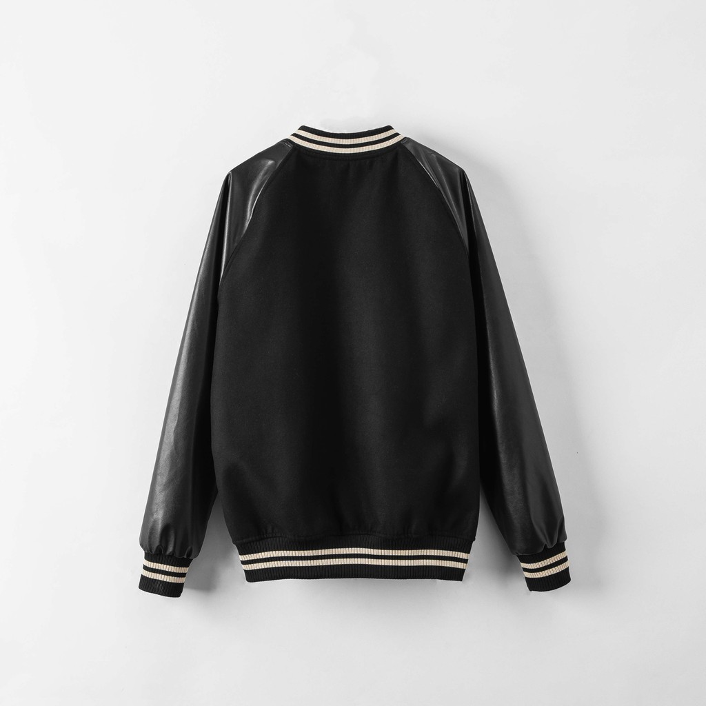 Áo khoác Bomber nam họa tiết trơn Felt And Leather chất ép từ Len giữ nhiệt và thoáng - FEAER DENIM #8
