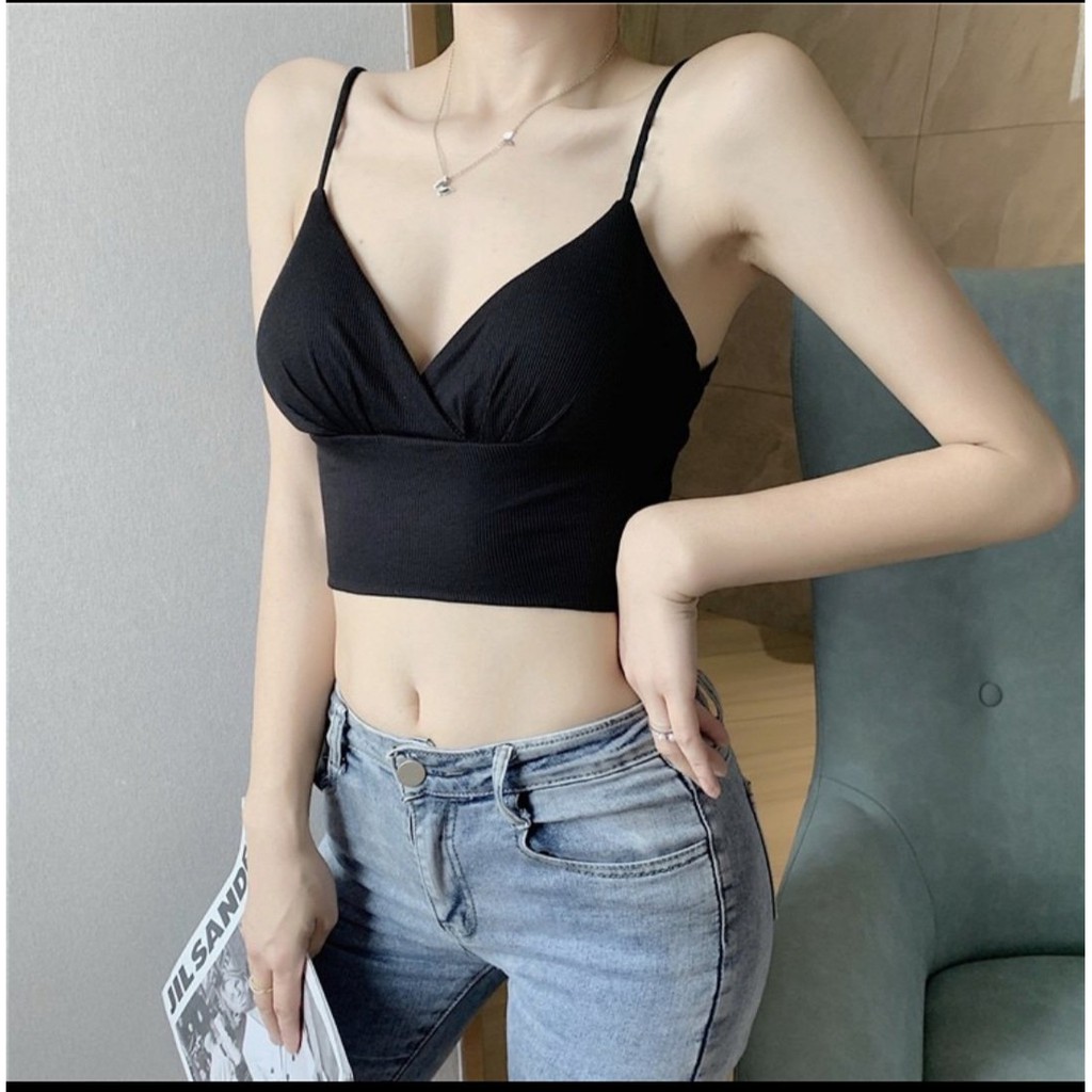 Áo bra dài 2 dây cao cấp màu đen❤️FREESHIP❤️[Giá gốc tận xưởng]