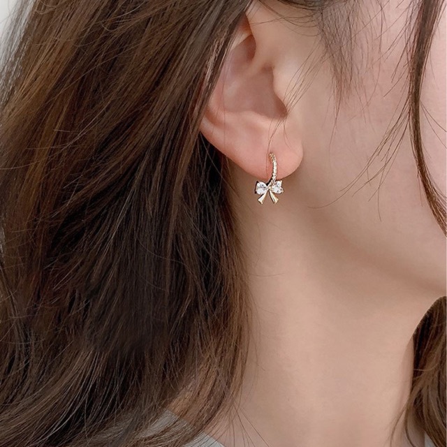 Khuyên Tai Bạc Nữ nơ xinh | Bông Tai Bạc cao cấp _ TUNA SHOP Trang sức bạc cao cấp _ Cam kết chuẩn Bạc