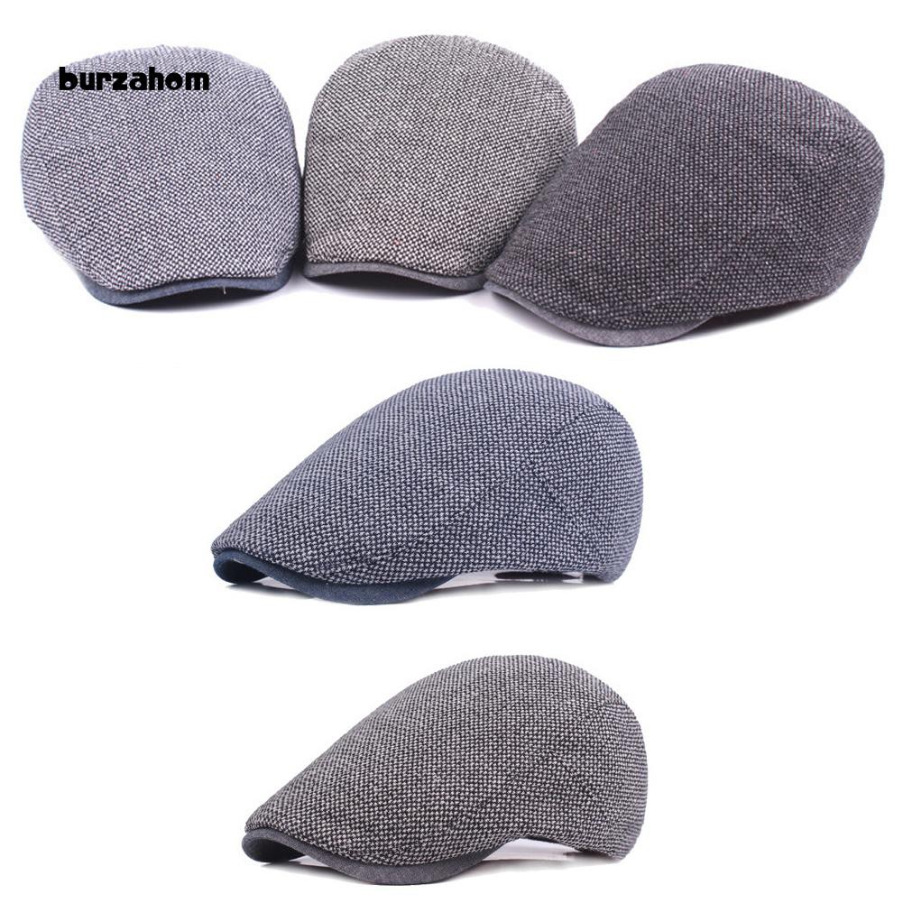 Mũ nồi phẳng vải cotton màu trơn thiết kế cổ điển trông lịch lãm cho nam