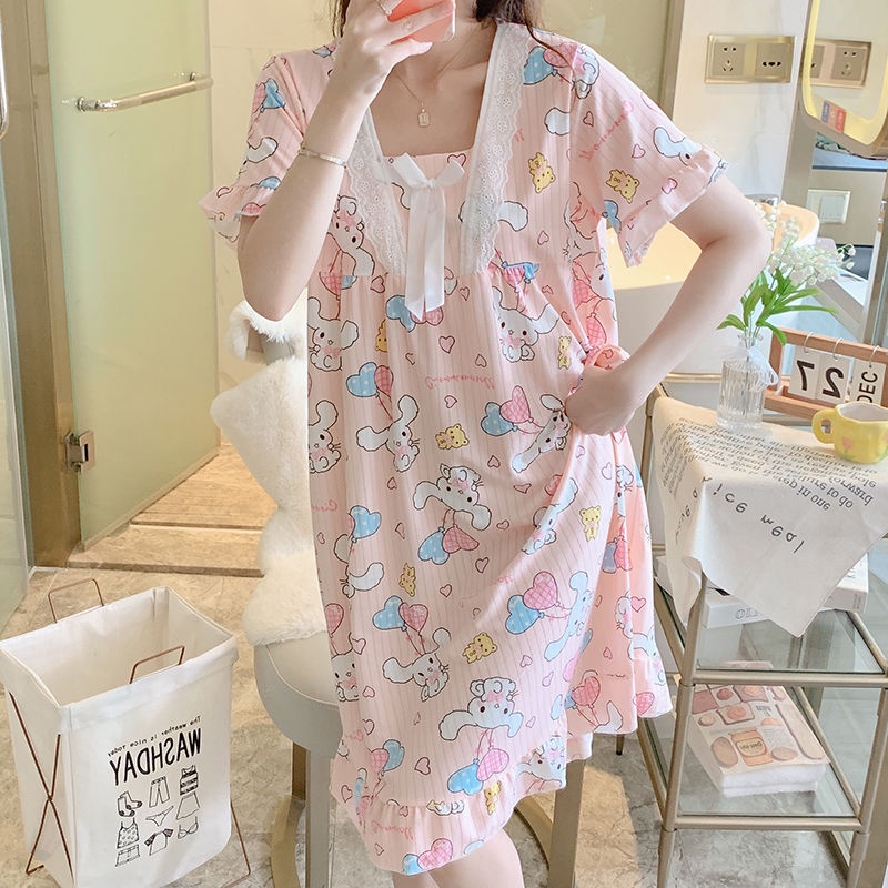 Đồ ngủ Dáng Dài Ngắn Tay Size Lớn Họa Tiết Sọc Caro Phong Cách Nhật Bản