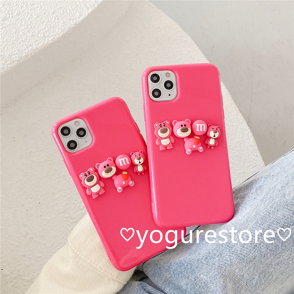 Funny Lotso Huggin Bear Candy Colors Soft Phone Case Cover for iPhone 12 Mini 12 Pro Max 11 Pro Max X XS XR XSMax 8 7 Plus SE 2020