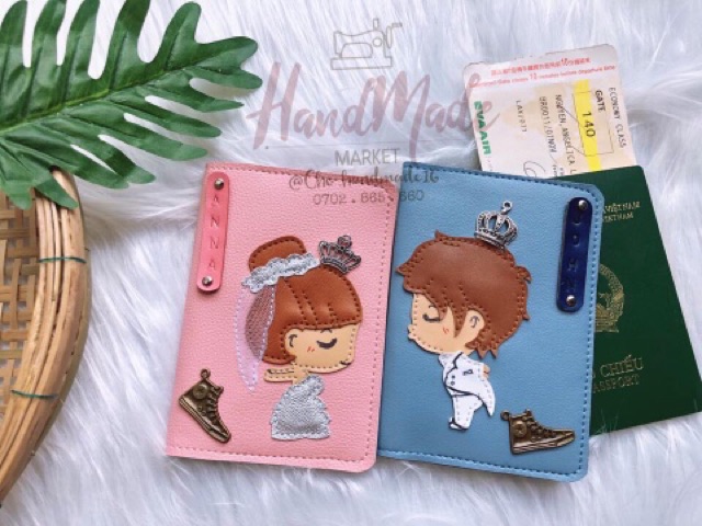 (Chat chốt tên-chọn màu)passport cover Cô Dâu- Chú Rể, vỏ hộ chiếu đôi 36 , passport cover couple đám cưới