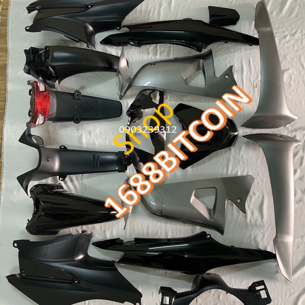 Dàn áo xe WAVE S100 (MÀU ĐEN GHI )-WAVE RS 2008-WAVE ALPHA 100-Wave 50cc đời 2006 đến 2016-mủ trắng nguyên sinh LOẠI ĐẸP