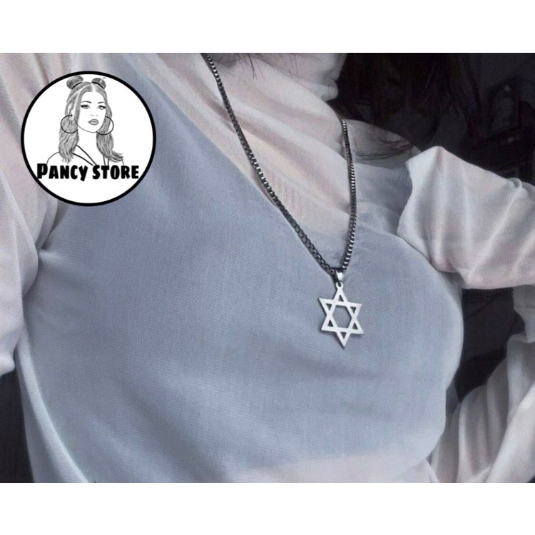 vòng cổ dây chuyền titan ngôi sao siêu bền không gỉ Unisex