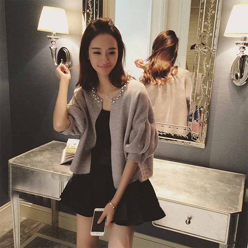 Áo khoác Cardigan tay phồng màu trơn thời trang cho nữ