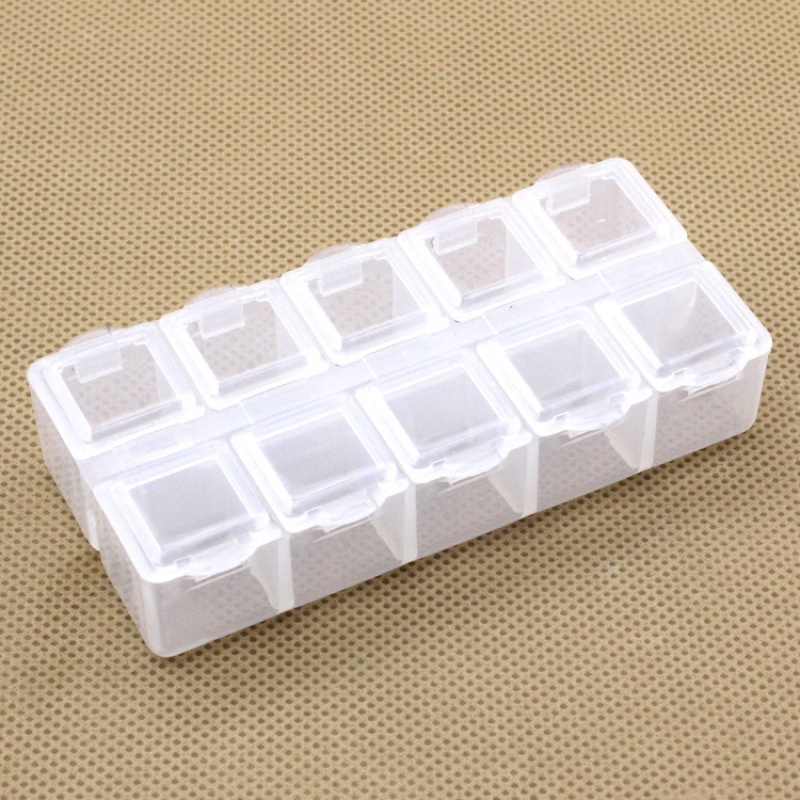Hộp Nhựa Trong Suốt 10 Ngăn Đựng Trang Sức Tiện Dụng