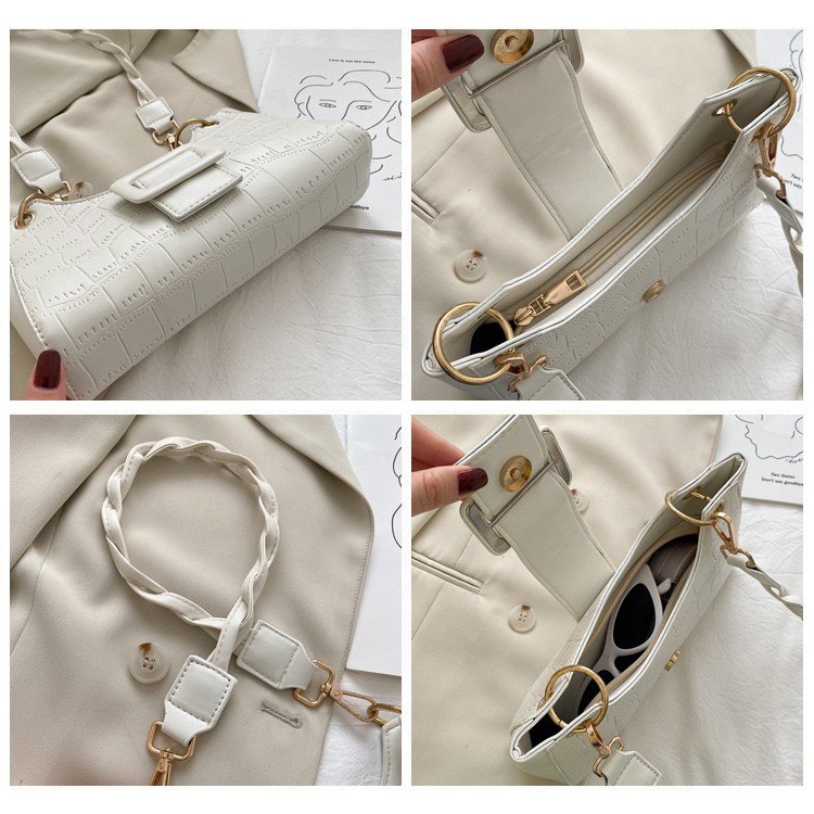 Túi Xách Nữ ❤️FREESHIP❤️ Túi Xách dáng dài kẹp nách dây đan chéo phối móc cài điệu đà xinh xắn mã 2097 | BigBuy360 - bigbuy360.vn