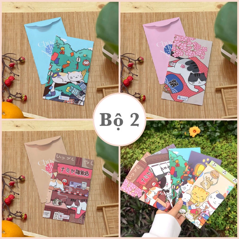 Bao lì xì 2024 hoạt hình mèo may mắn cát tường Bộ 6 cái TINA SHOP LIXI22