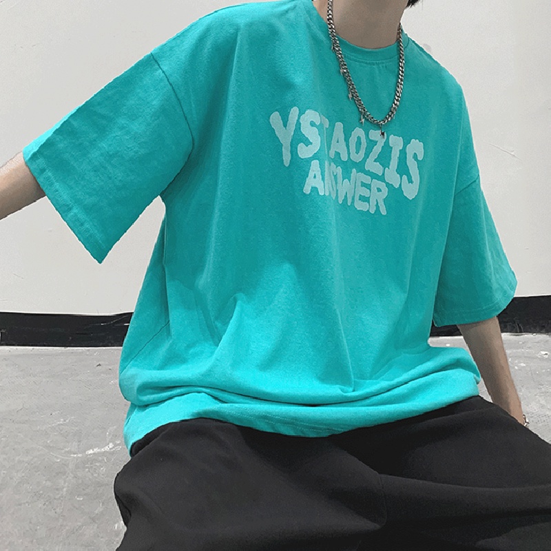 Áo Thun Dáng Rộng In Chữ Phong Cách Hip Hop Hàn Quốc Thời Trang Mùa Hè Cho Nam Và Nữ size M-8XL