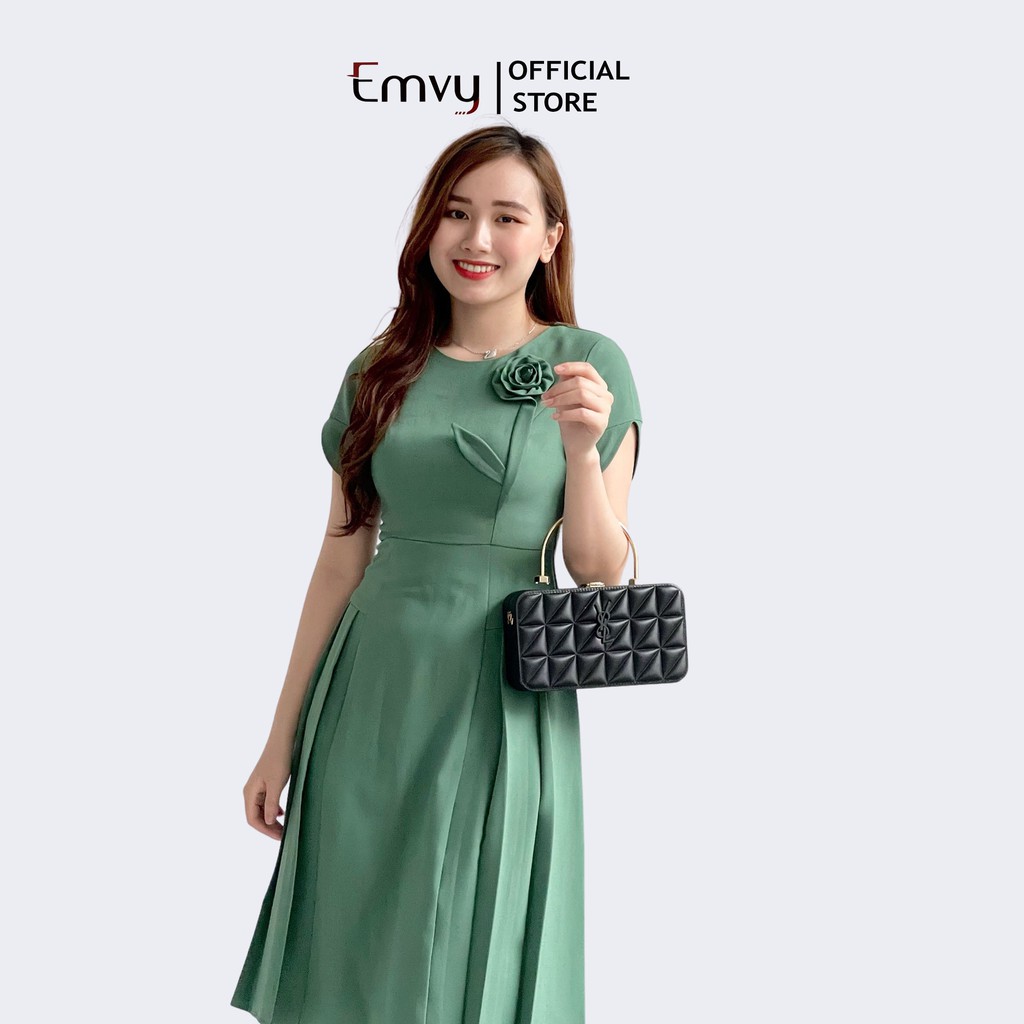 Đầm công sở xếp ly dáng suông lịch sự dễ mặc mọi lứa tuổi chất liệu Mango cao cấp Emvy K40