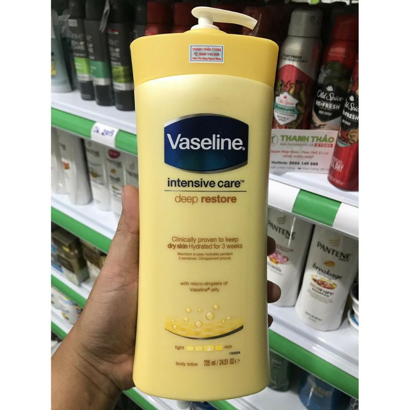 SỮA DƯỠNG THỂ VASELINE - Intensive Care Deep Restore Body Lotion 725ml ( Vàng )