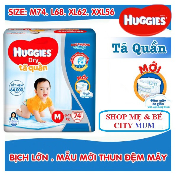 Tã quần HUGGIES M74/ L68/ XL62/XXL56