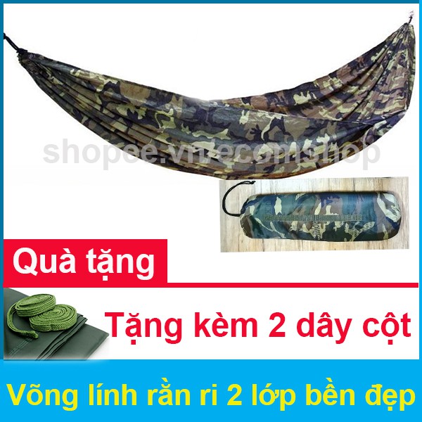 Võng lính rằn ri 2 lớp VIETTHAI2L có túi đựng bền đẹp, Tặng kèm 2 dây cột võng