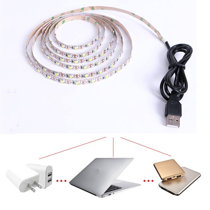 Dây Đèn LED Trang Trí 0.5m 1m 2m 2.5m 3m 4m 5m USB Ribbon 2835 Có Điều Khiển Từ Xa