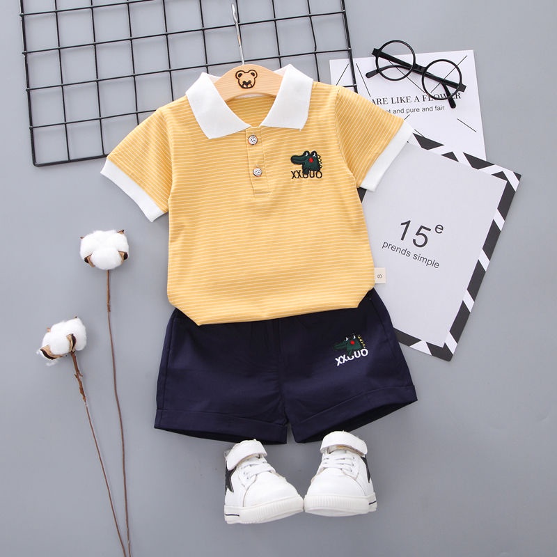 Bộ Quần Áo Cotton Nguyên Chất Ngắn Tay Thời Trang Mùa Hè Mới Cho Bé Trai 1234 Tuổi