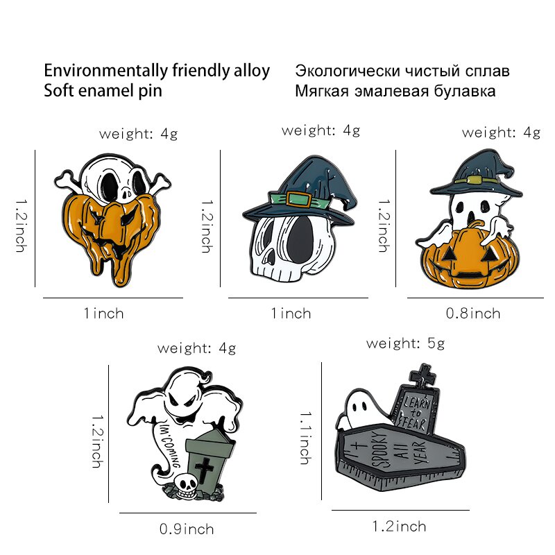 Huy hiệu cài áo hình đầu lâu/ quả bí ngô phong cách gothic thời trang cho nữ