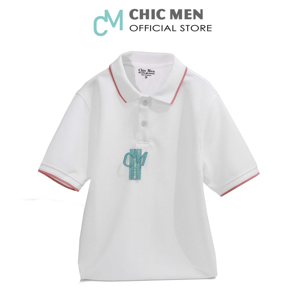 Áo POLO nam cổ trụ, vải INTERLOCK, form regular, bo hồng - CHICMEN