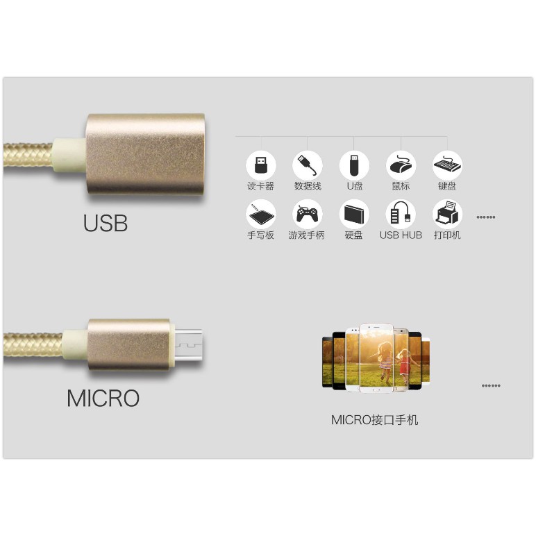 Cáp OTG Micro-USB Sang USB Dài 15 Cm (Bọc Dù) -  Kết Nối Phụ Kiện - OTG198