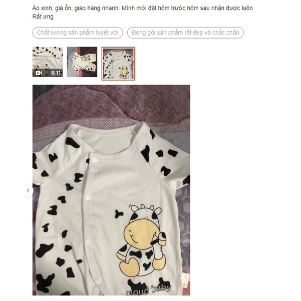 (VẢI CAO CẤP) Bộ Body cộc tay, Bodysuit cho bé trai bé gái chất cotton hình Bò Sữa dễ thương từ 3-12kg