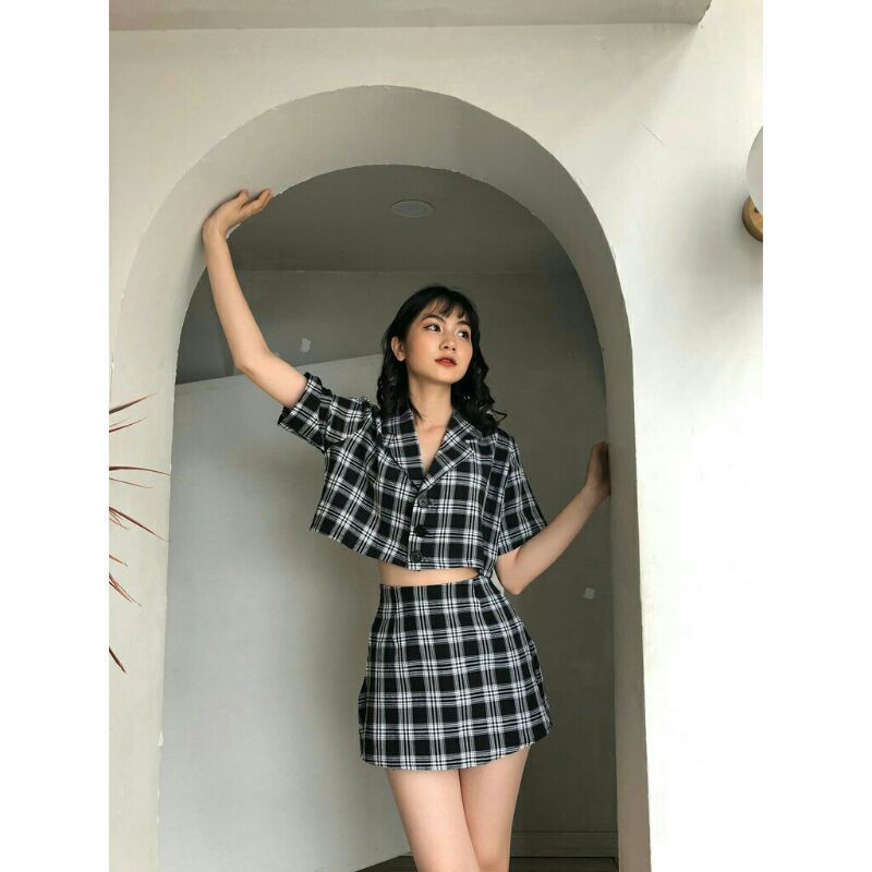 set croptop chân váy lưng chun siêu Hot giovamay5533