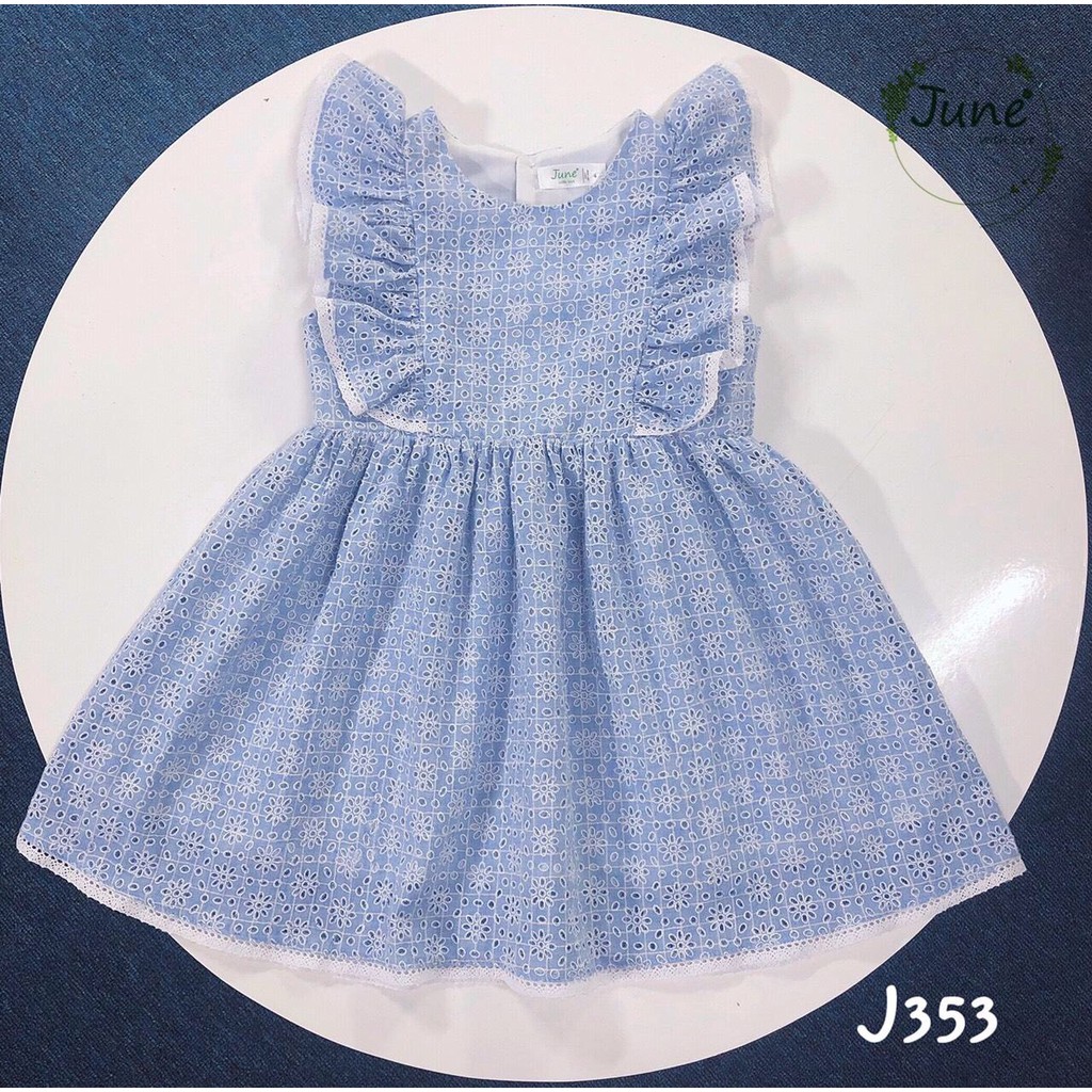 Váy đầm bé gái 5 tuổi ( 20-22 ký) thiết kế JUNE " Đầm xanh ren"