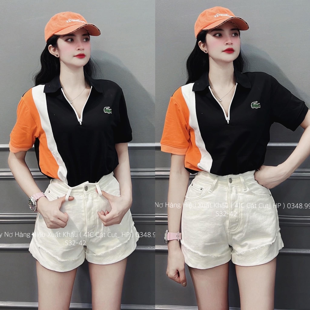 Áo polo nữ cá sấu kéo khóa chất poly cá sấu cực hot
