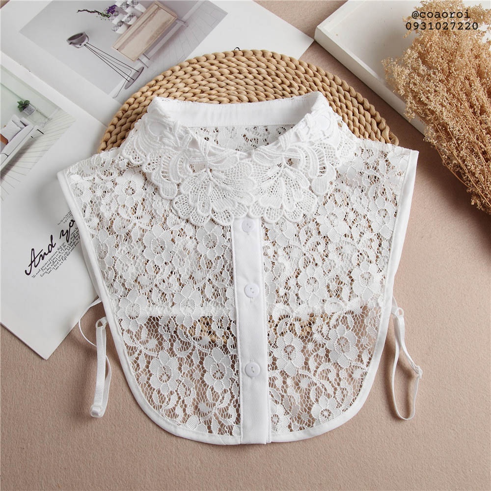 Cổ áo tháo rời cho nữ chất ren xinh xắn, phối cùng áo len áo không cổ tạo kiểu cổ áo cho nữ - Mã CD40
