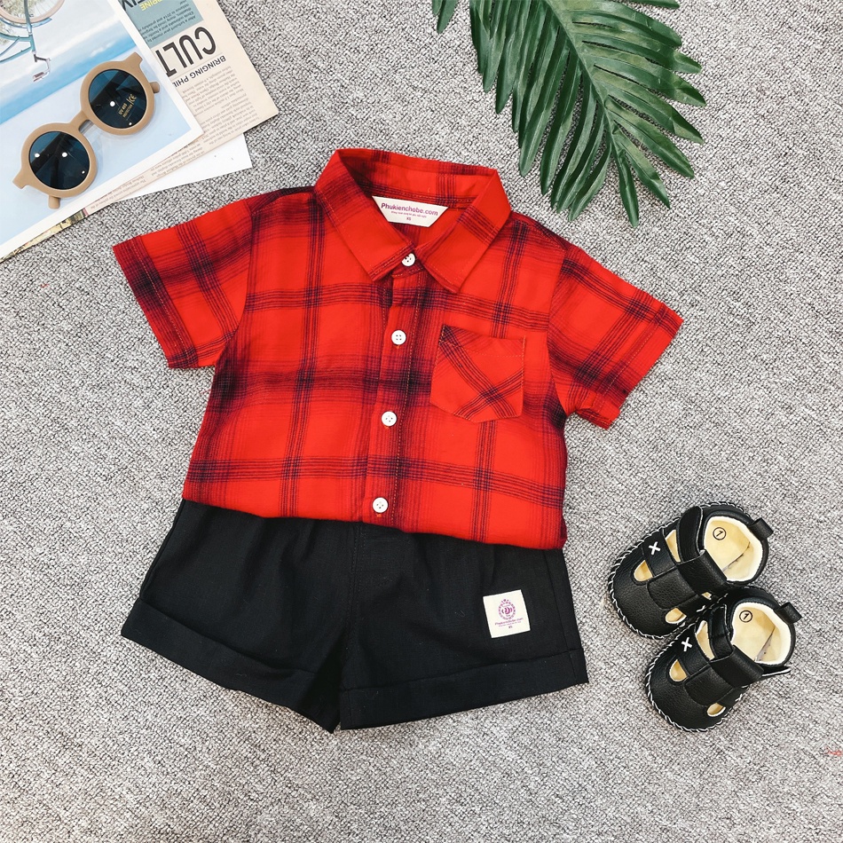 Aó sơ mi cho bé trai bé gái vải đũi mềm mịn cho bé 0-3 tuổi